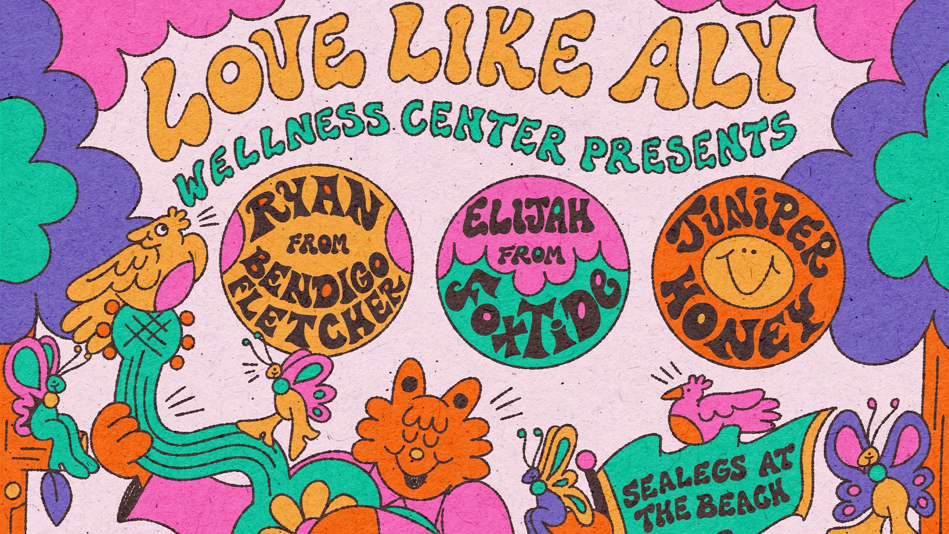 Love Like Aly™ Wellness Center Presents: Joshua from Backseat Lovers, Ryan from Bendigo Fletcher, Elijah from Foxtide, & Juniper Honey 